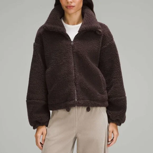 NWT Lululemon Cinchable Fleece Zip Up, Sz 6, Espresso - Picture 1 of 7